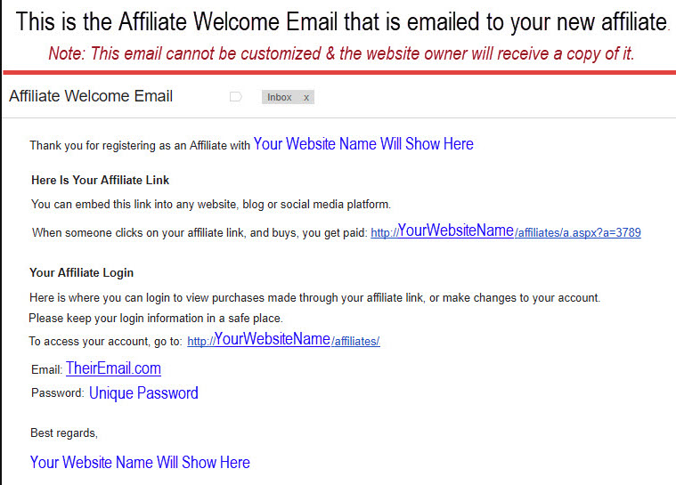 Affiliate Welcome Letter Example