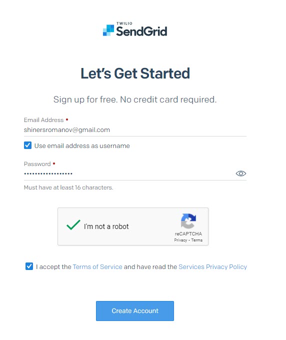 SENDGRID SIGN UP