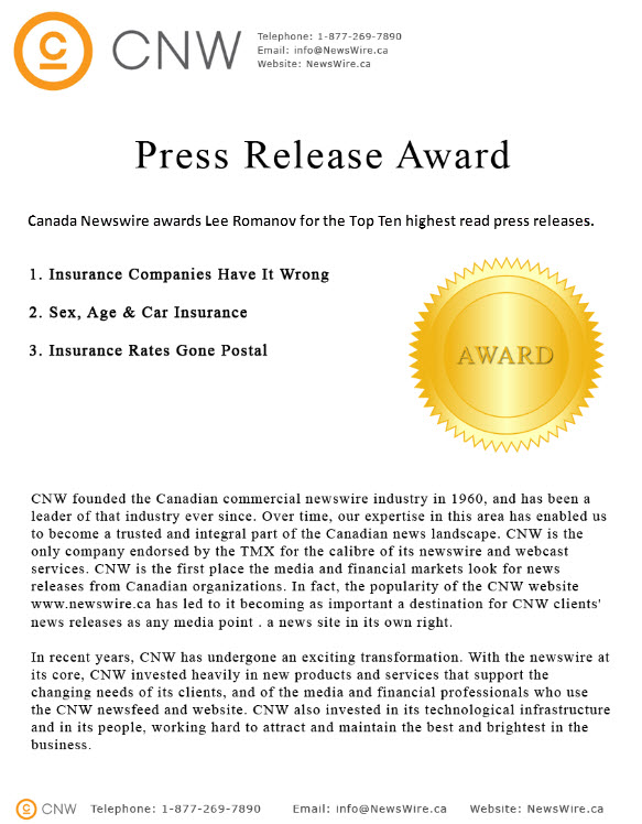 CNW top Ten Awards Lee Romanov