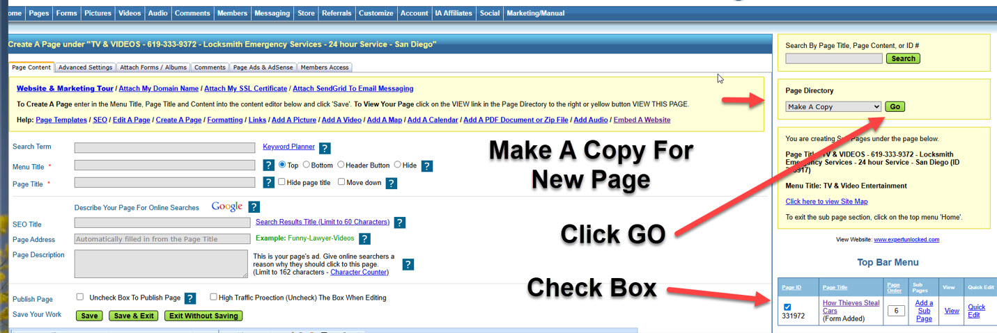 copy video page