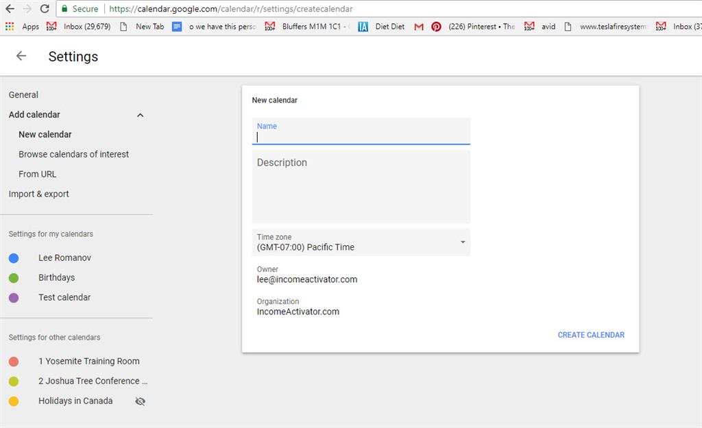 creating a google calendar